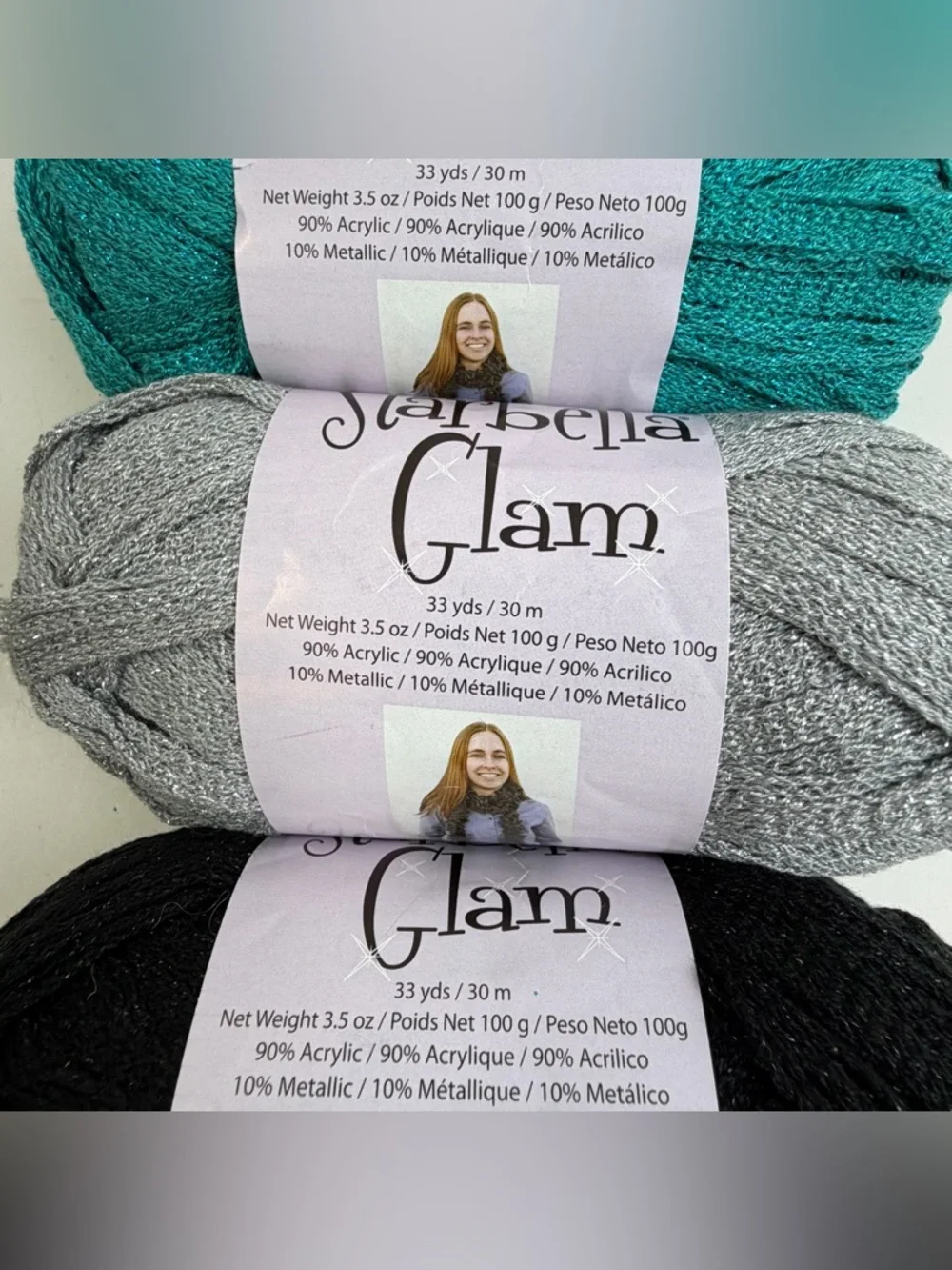 Premier Starbella Glam Yarn Lot of 3 Skeins Teal Black Silver Ruffle Scarf